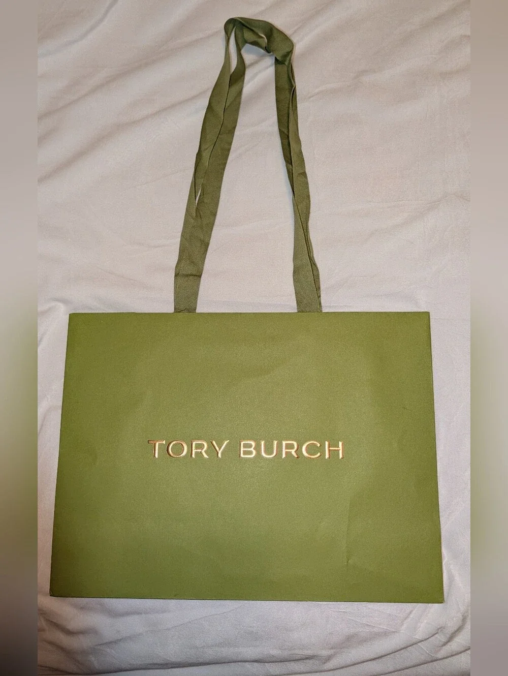 Tory Burch Logo Shopping Bag Green VGUC